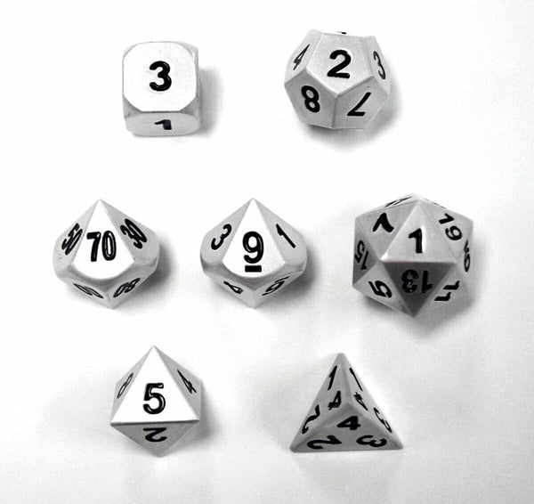 DragonSteel Solid Metal Polyhedral D&D Dice Set with Case