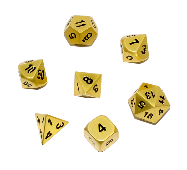 Cthulhu's Gold Solid Metal Polyhedral D&D Dice Set with Case